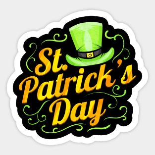 Green Hat And Letters Logo For St. Patricks Day Sticker